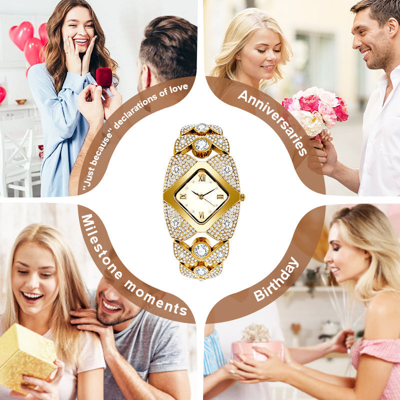 ✨🕰️Women's Retro Quartz Watch with Sparkling Rhinestones