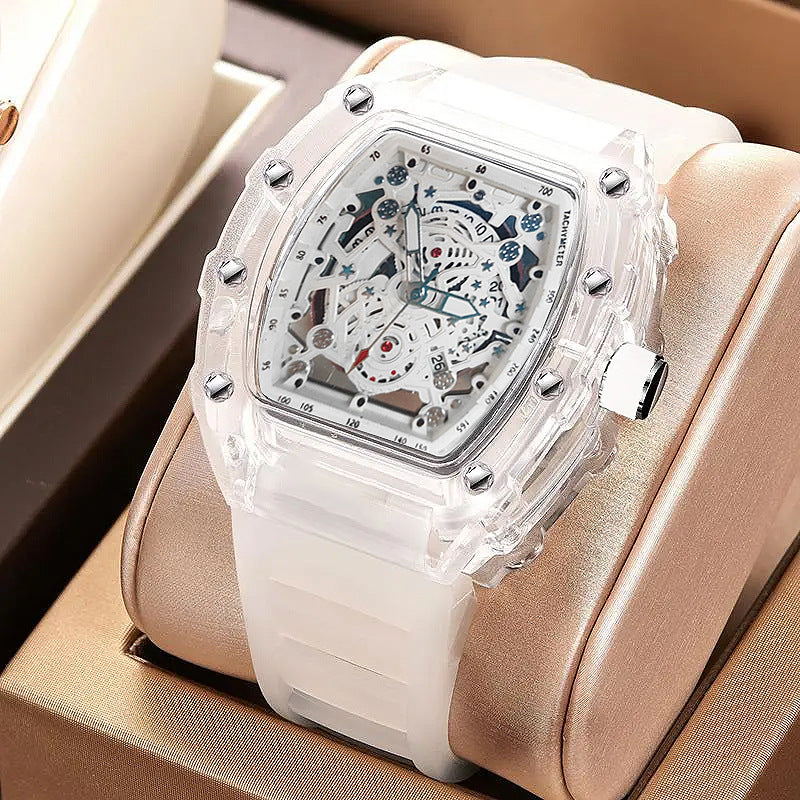 Fashionable transparent waterproof men's watch